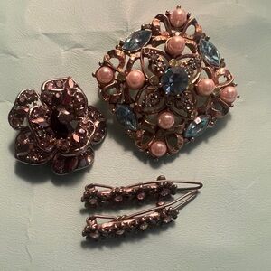 Elegant Broaches Set with jeweled barrettes included
